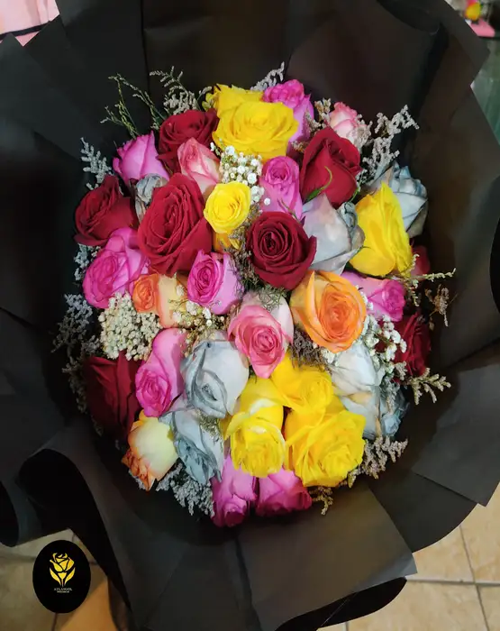دسته رنگی رنگی گل طرح ترانه، گلفروشی انلاین اطلس گل