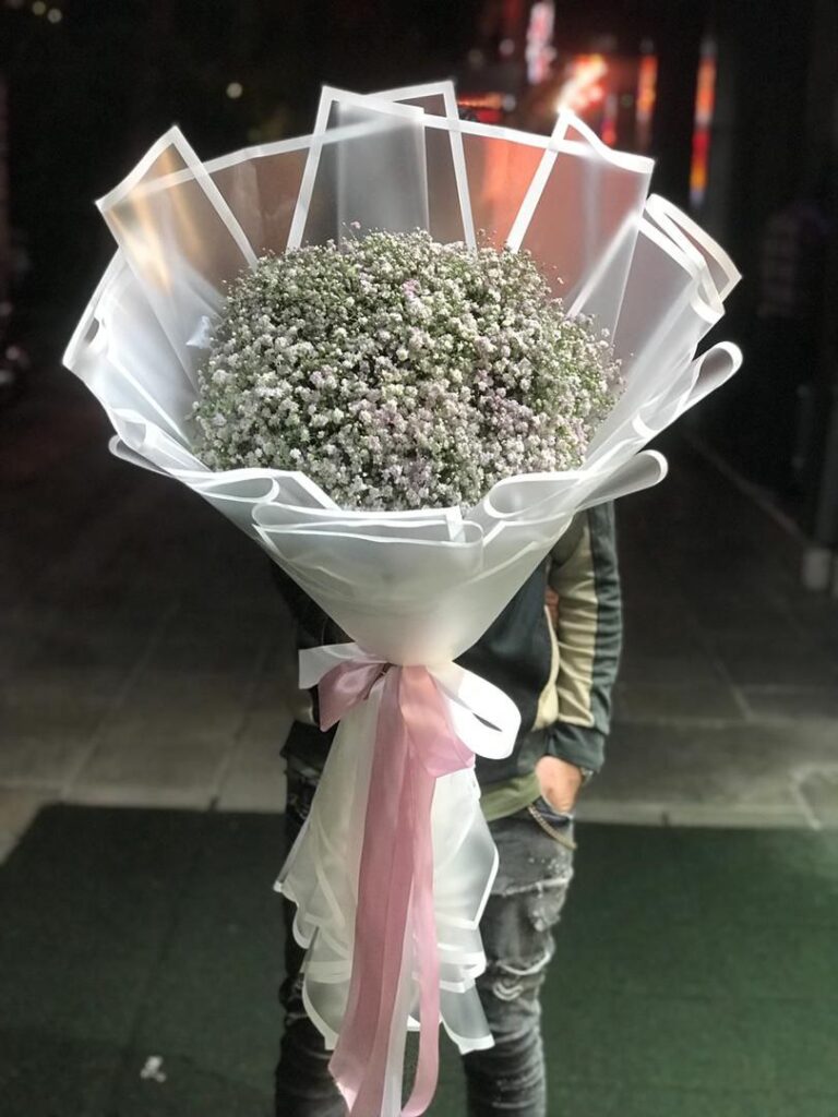 دسته گل ژیپسوفیلا یا عروس طرح برفی از اطلس گل شیراز
