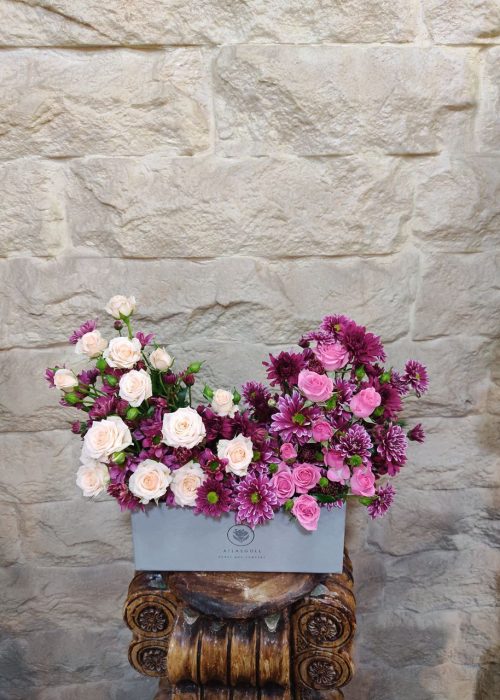 سفارش و خرید اینترنتی و آنلاین باکس گل آنلاین یک‌طرفه طرح دلپسند از اطلس گل در شیراز زیبا.